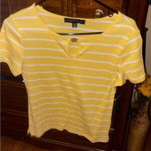 Tommy Hilfiger Gold Fitted Ribbed Polo T-Shirt